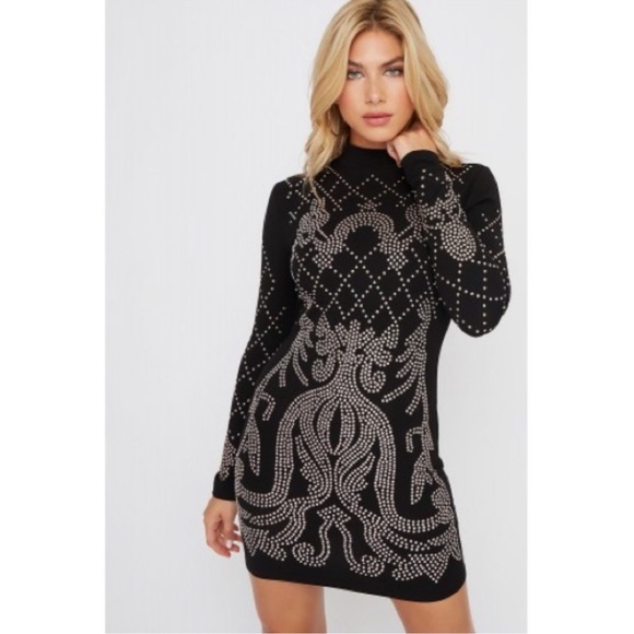 Black Revamped Studded Dress - Picture 2 of 4